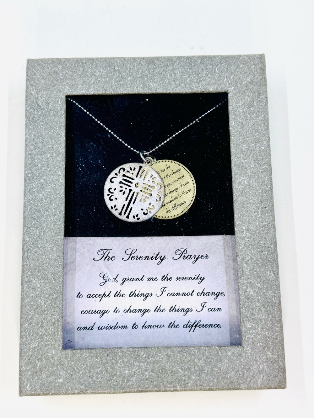 Serenity Prayer Two-Tone Pendant Necklace in Gift Box